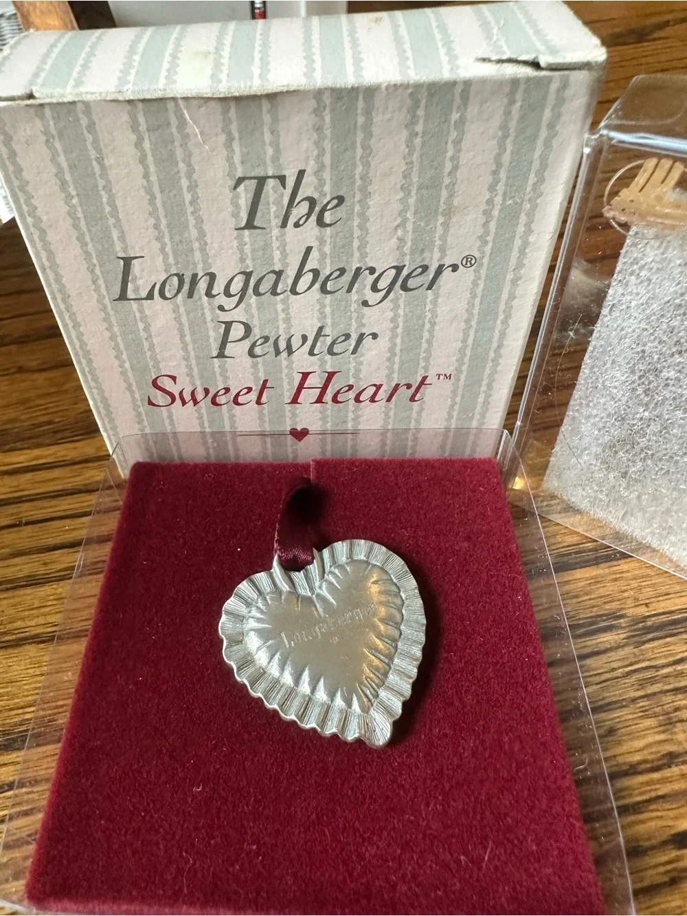 Longaberger Pewter Sweet Heart Basket Ornament - vintage